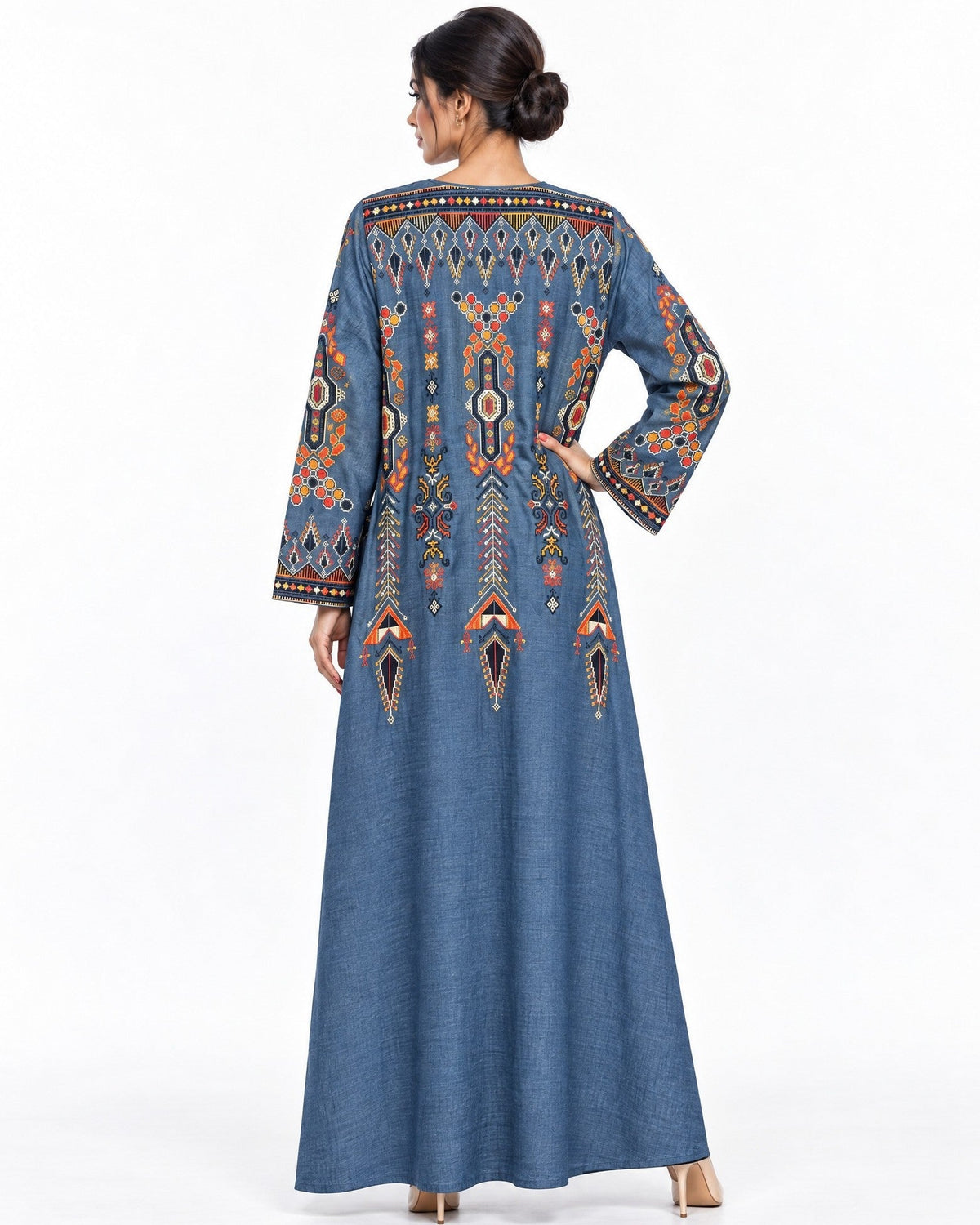 Falahi – Blue Cotton Kaftan - ZAYLOONA - MIRA Y MANO