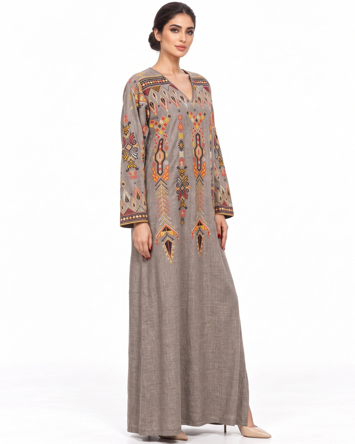 Falahi – Gray Cotton Kaftan - ZAYLOONA - MIRA Y MANO