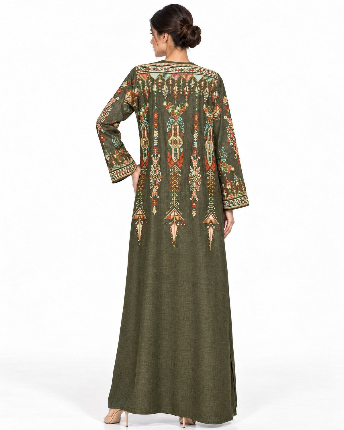 Falahi – Olive Cotton Kaftan - ZAYLOONA - MIRA Y MANO
