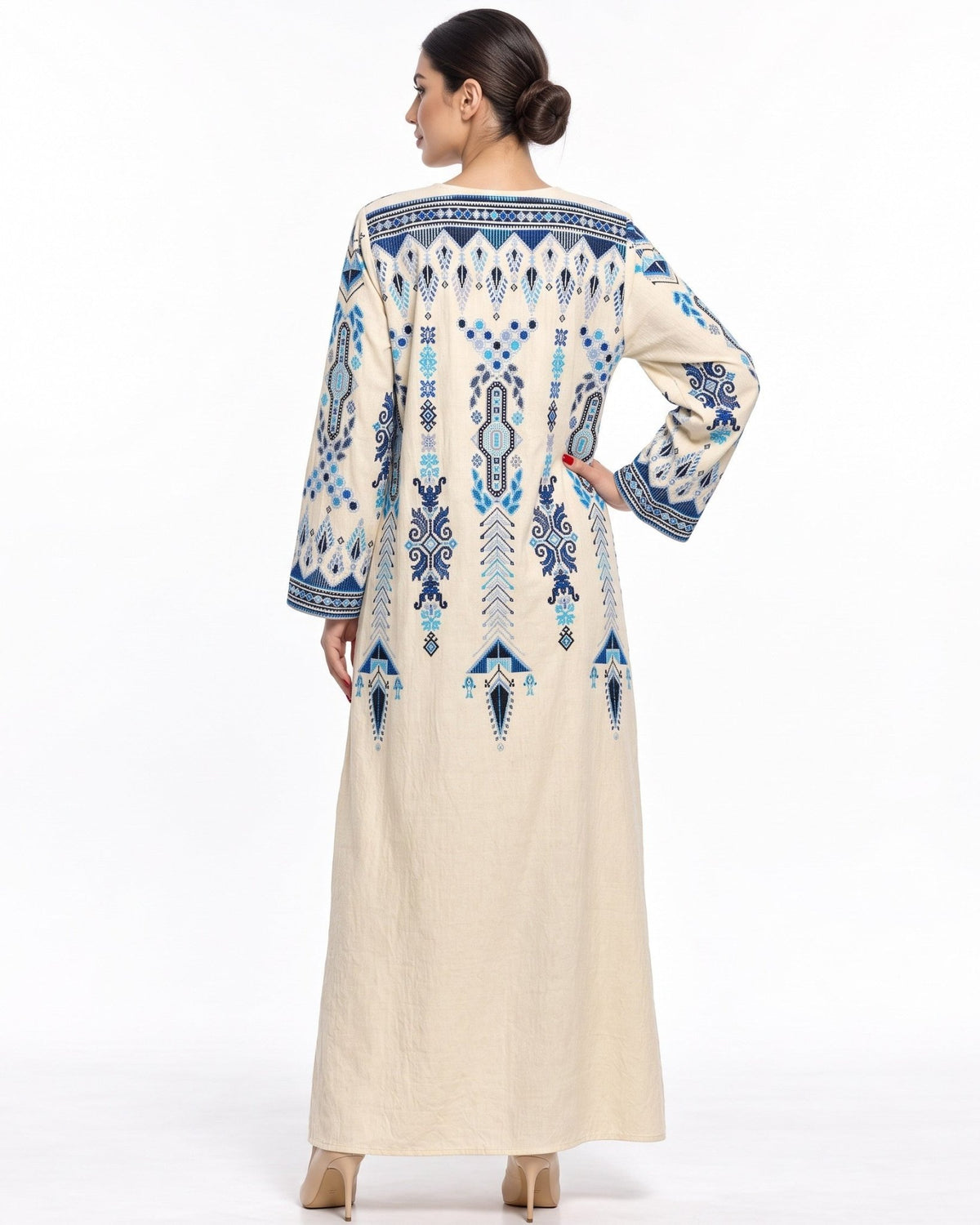 Falahi – White Smoke Cotton Kaftan - MIRA Y MANO