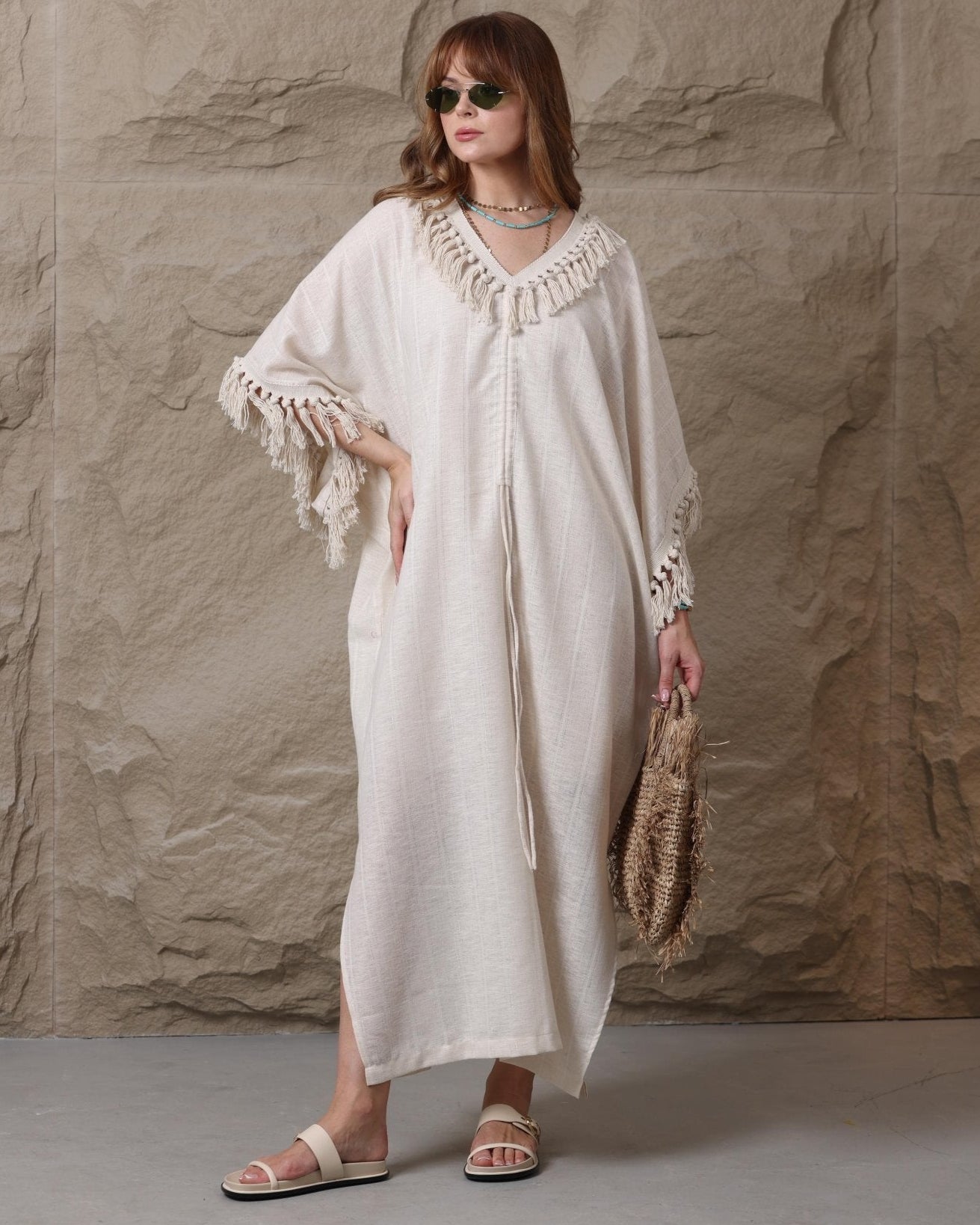 S25ZAY070 - BEI DRESS - ZAYLOONA - MIRA Y MANO