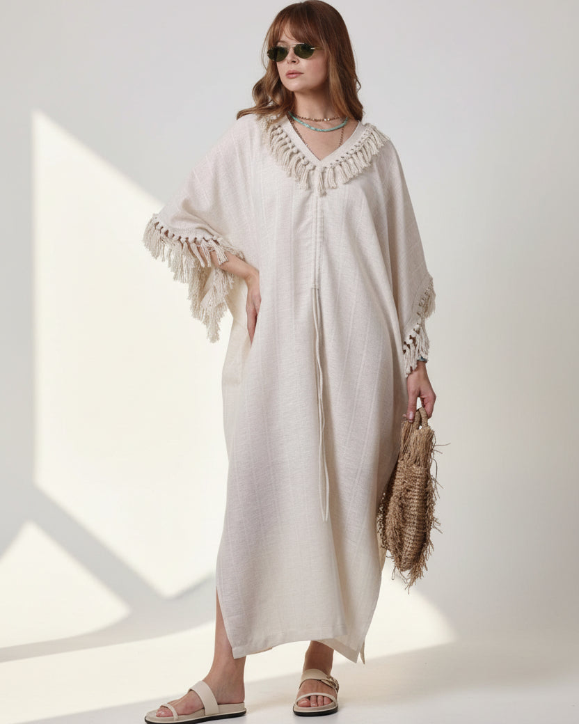 S25ZAY070 - BEI DRESS - ZAYLOONA - MIRA Y MANO