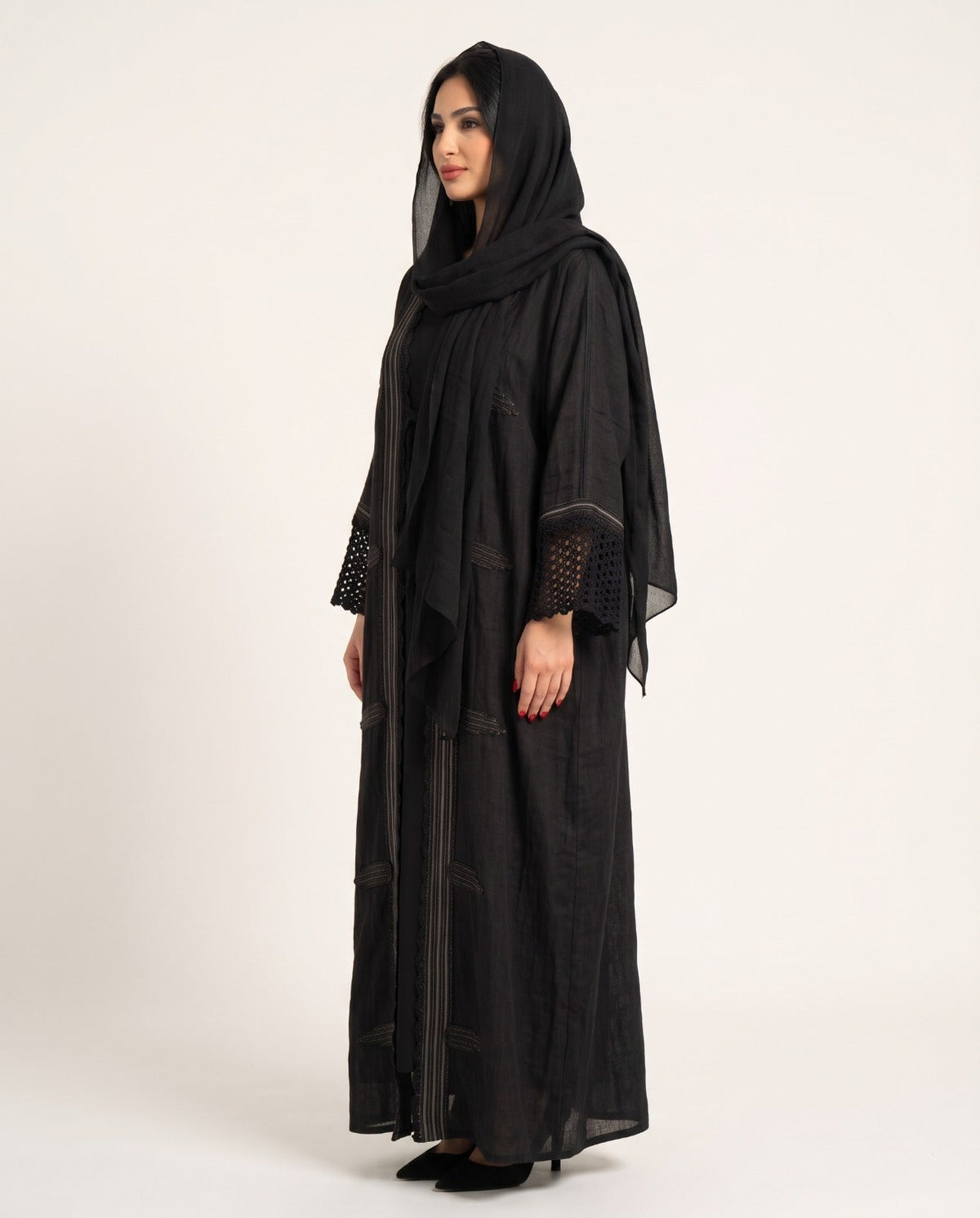 DALIA - Black Linen Abaya - MIRA Y MANO