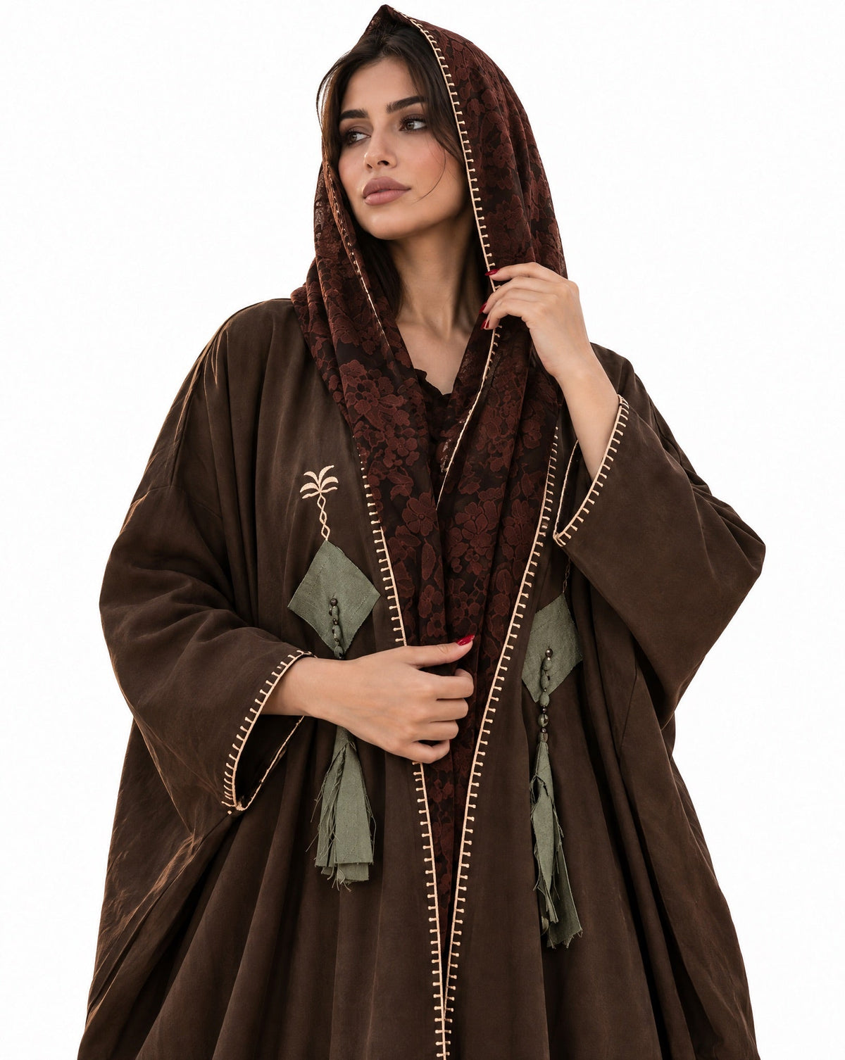 DIYAR - Brown Silk Abaya - ZIYA - MIRA Y MANO