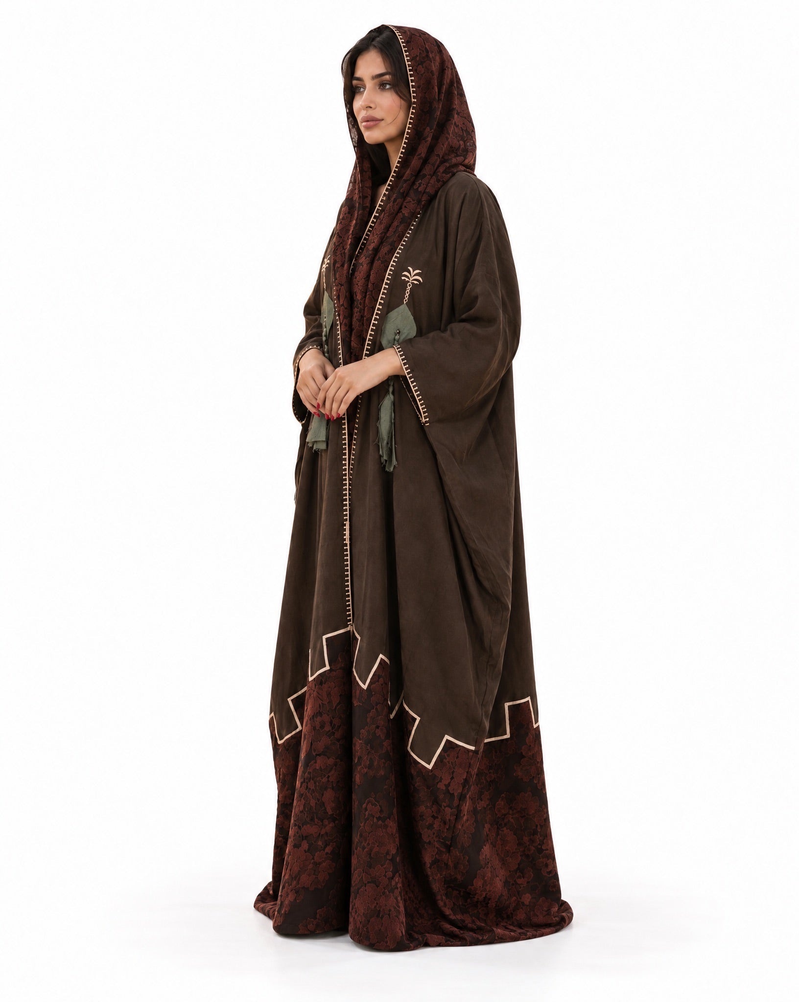 DIYAR - Brown Silk Abaya - ZIYA - MIRA Y MANO