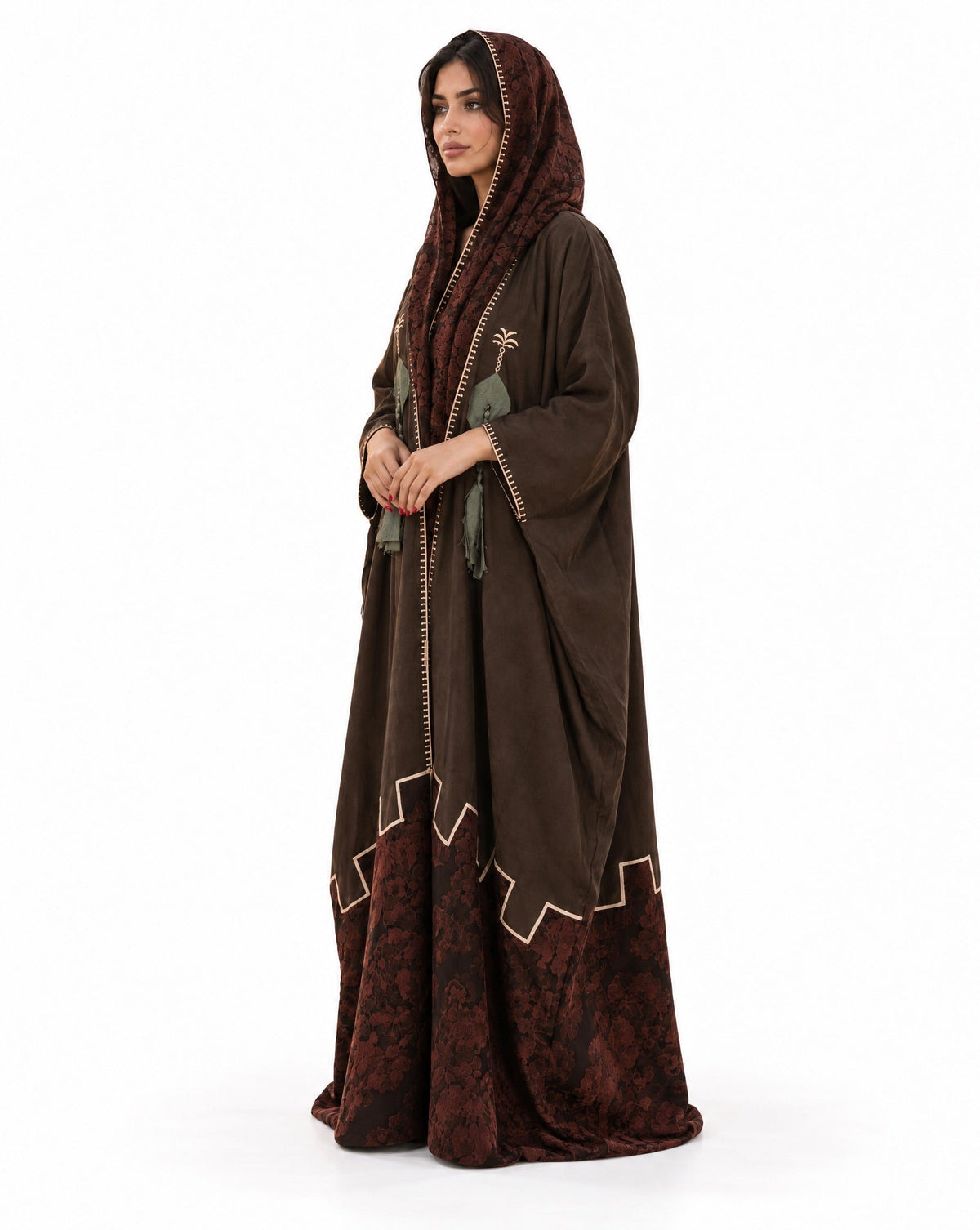 DIYAR - Brown Silk Abaya - ZIYA - MIRA Y MANO
