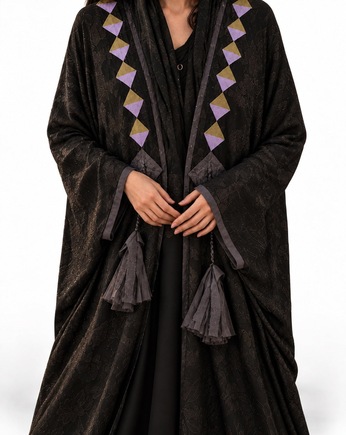 KHOZAMA - Black Silk Abaya - ZIYA - MIRA Y MANO