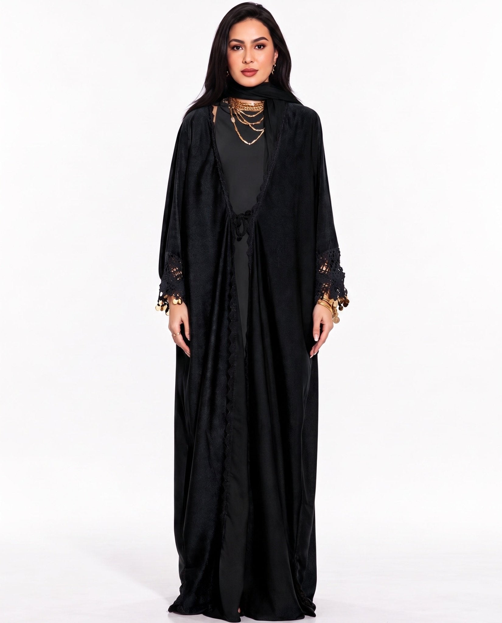 MAIN CHARACTER - Black Silk Abaya - ZIYA - MIRA Y MANO