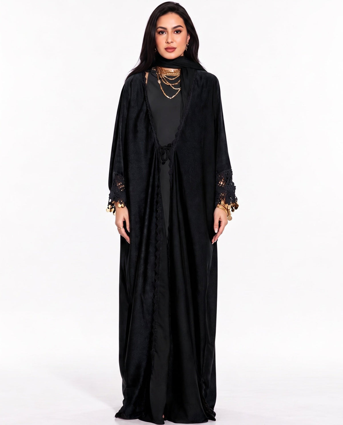 MAIN CHARACTER - Black Silk Abaya - ZIYA - MIRA Y MANO