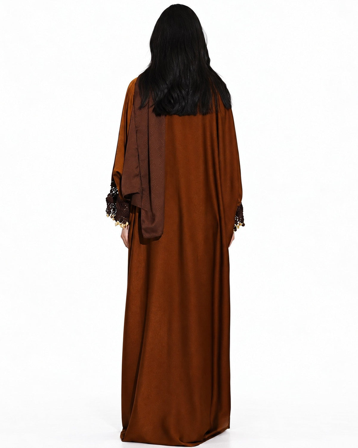 MANDARIN - Saddle Brown Silk Abaya - ZIYA - MIRA Y MANO