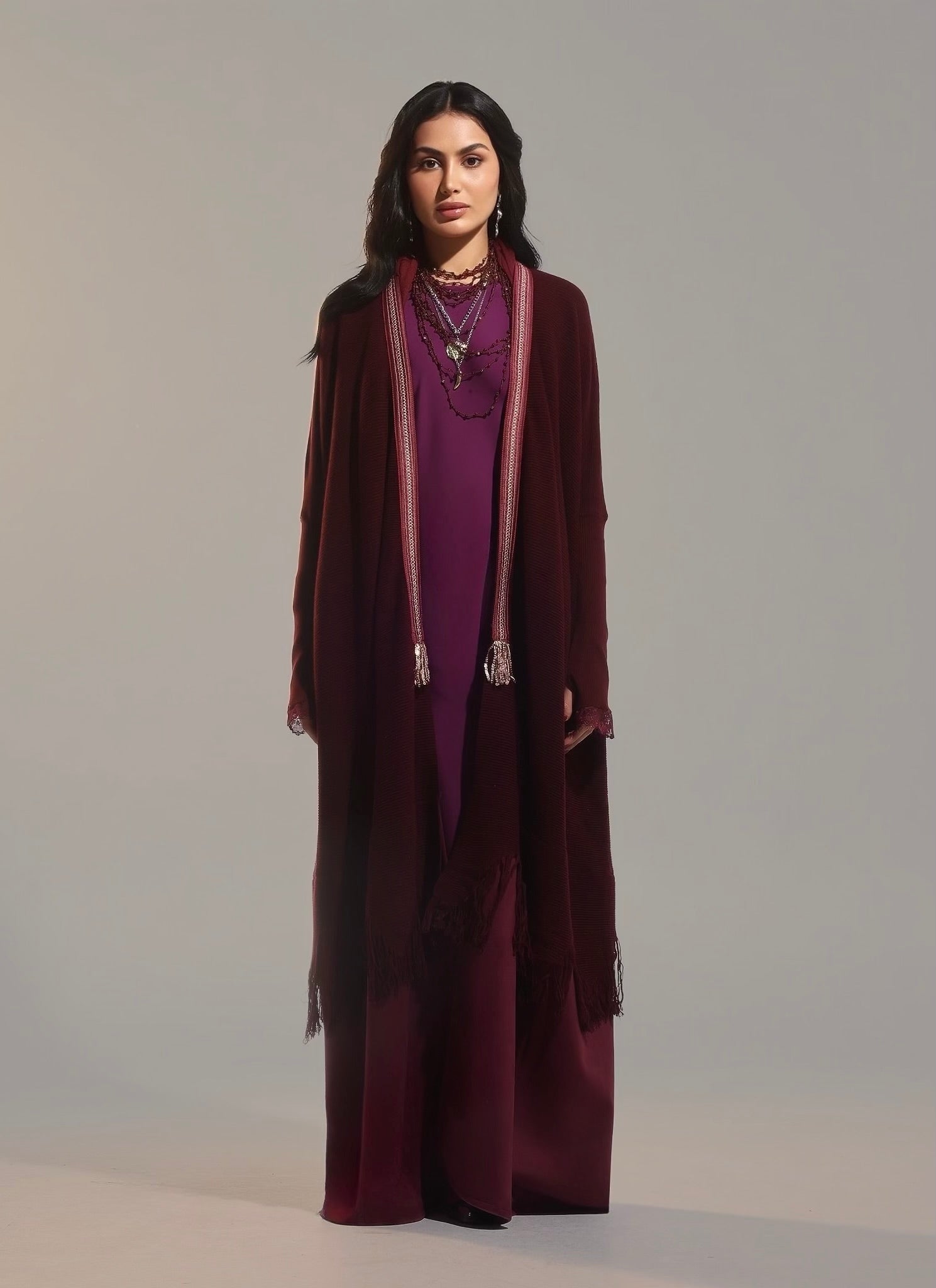 MAROON SIGNATURE ABAYA - ZIYA - MIRA Y MANO