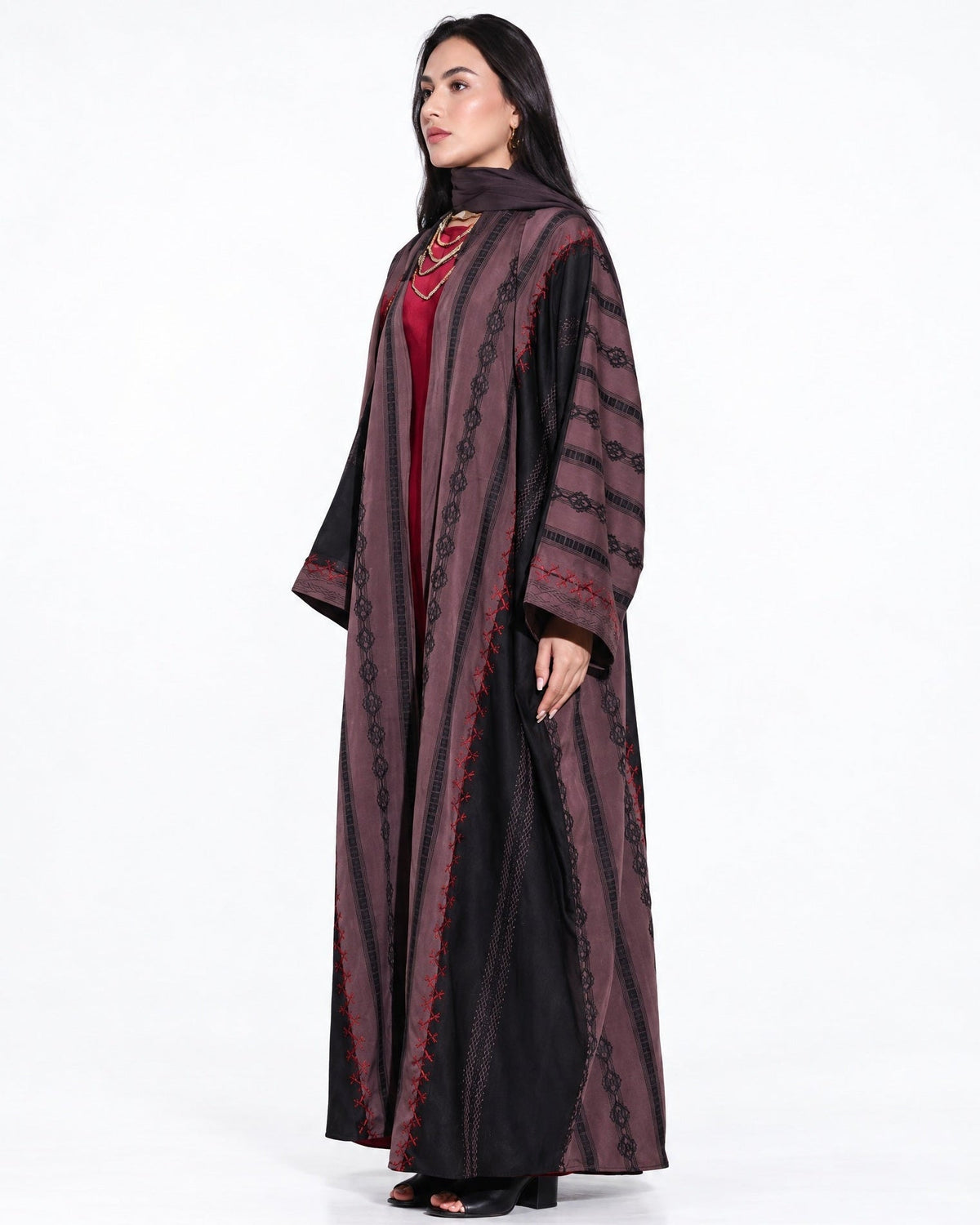 Sadu – Rosy Brown Linen Abaya - ZIYA - MIRA Y MANO