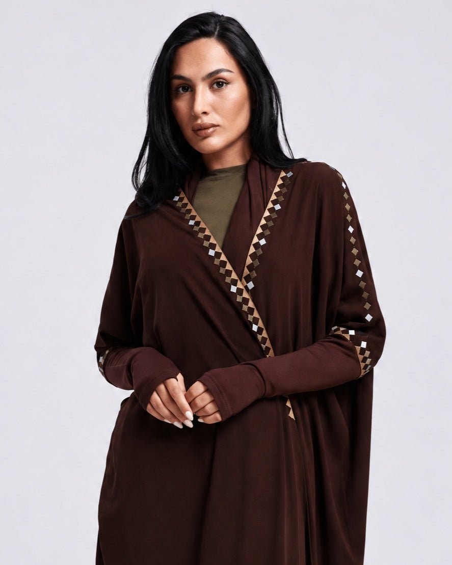 Tria – Saddle Brown Crepe Abaya - ZIYA - MIRA Y MANO