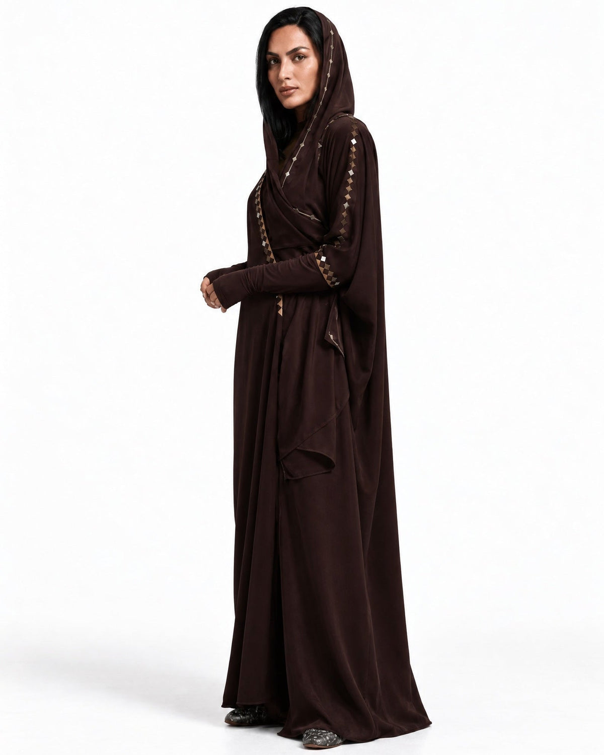 Tria – Saddle Brown Crepe Abaya - ZIYA - MIRA Y MANO