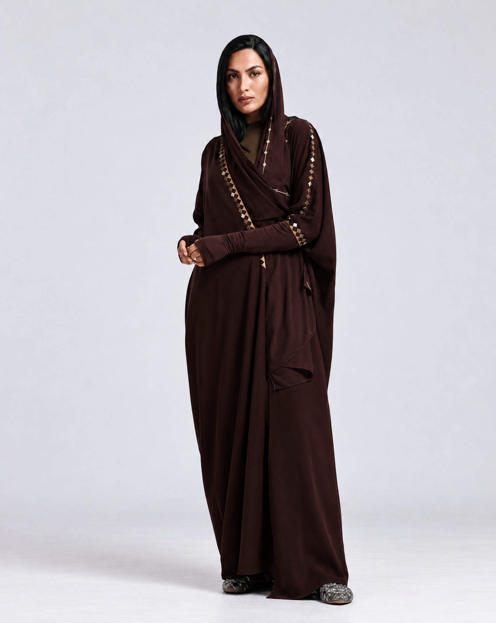 Tria – Saddle Brown Crepe Abaya - ZIYA - MIRA Y MANO