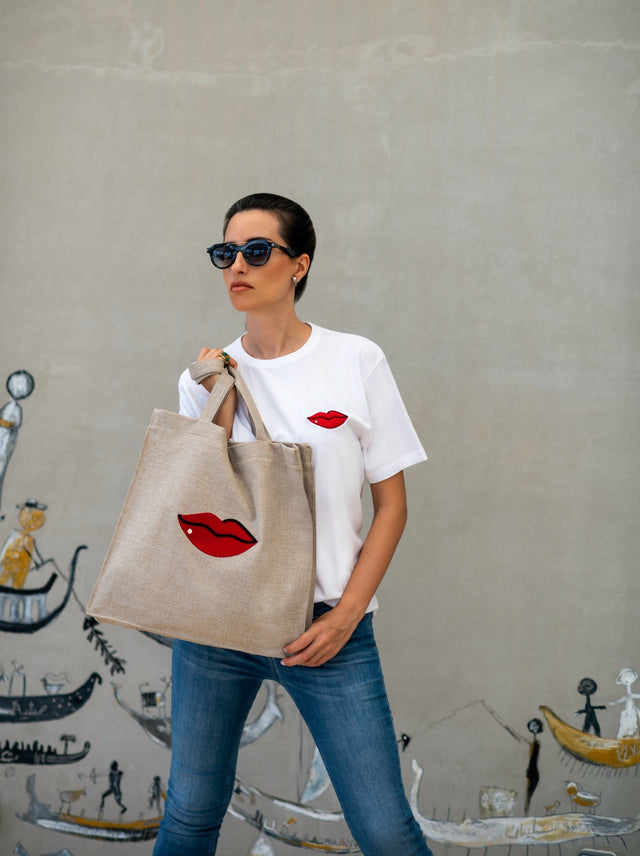 LIPS WHITE T SHIRT - MINE BAGS AND ACCESSORIES - MIRA Y MANO
