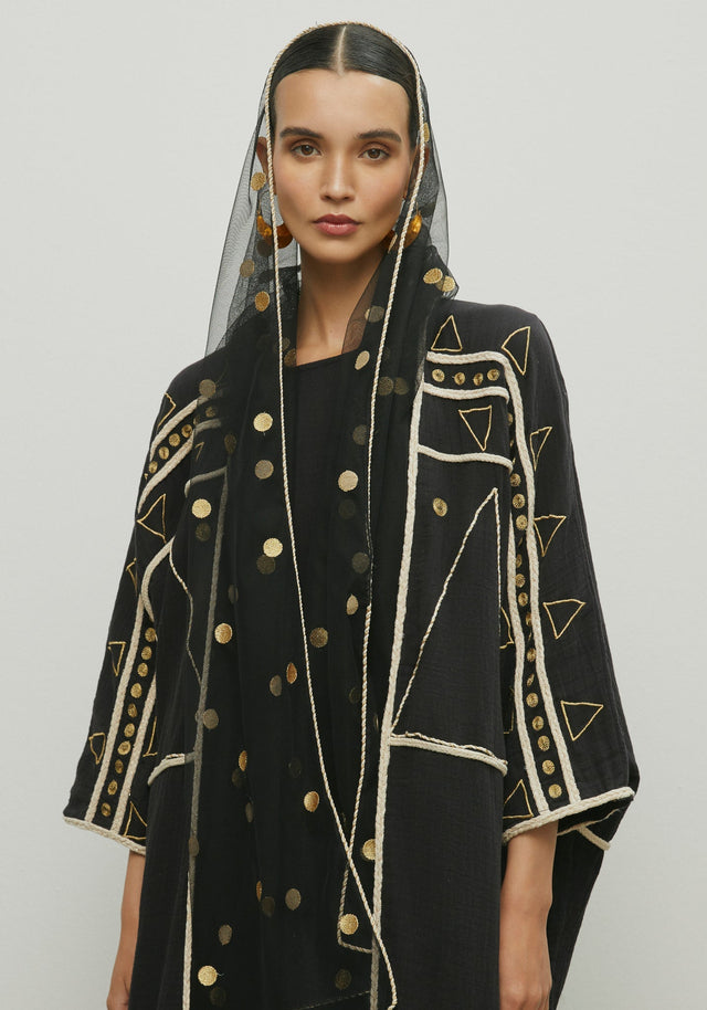 FOUNDING ABAYA-BLK - NORA AL SHAIKH - MIRA Y MANO